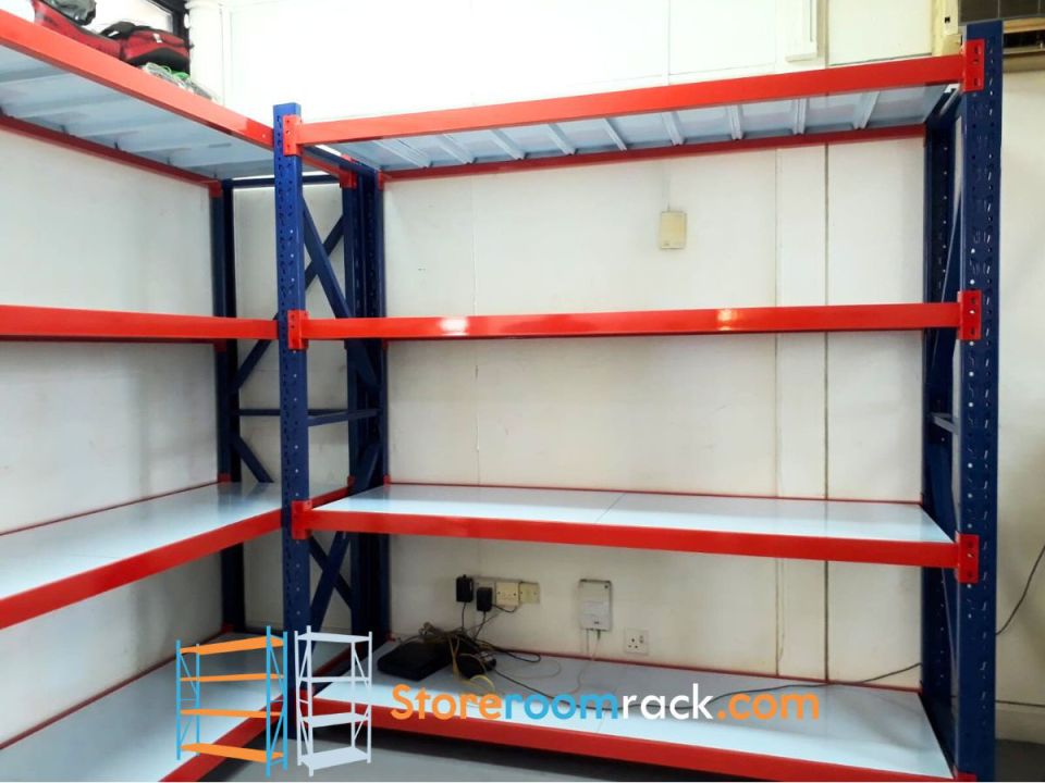 Equipment storage — Corner layout, commercial racking installation in Singapore